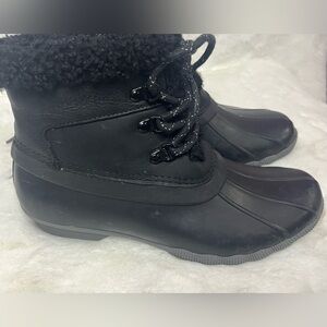 Sperry Black Boots with Faux Fur